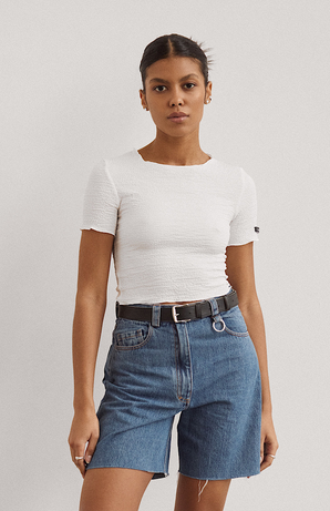 White women's short t-shirt byMe