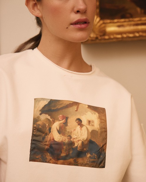Жіноча кроп футболка з картиною "Селянська родина" byMe