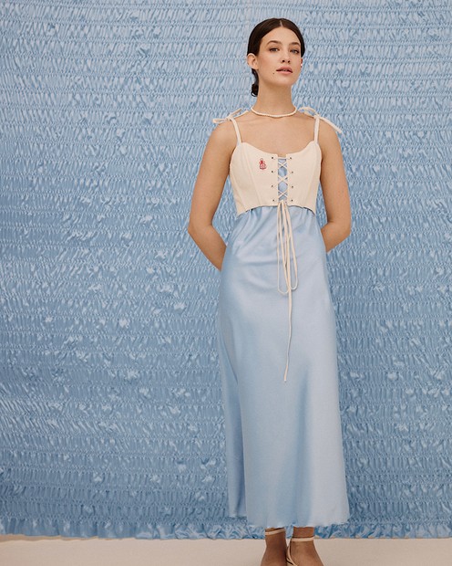 Шовкова сукня сліп блакитного кольору byMe