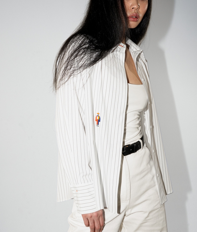 Сорочка Stripes біла у сіру смужку 19% бавовна, 76% поліестер, 5% спандекс 1-26-pt-sr-sm L-XL(р) byMe