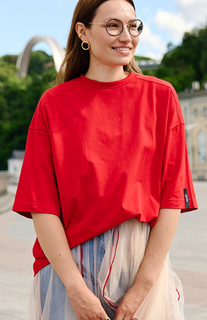 Червона бавовняна футболка жіноча "Огнисько" byMe