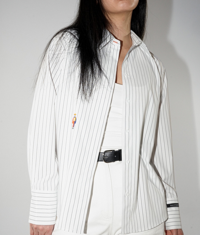 Сорочка Stripes біла у сіру смужку 19% бавовна, 76% поліестер, 5% спандекс 1-26-pt-sr-sm L-XL(р) byMe