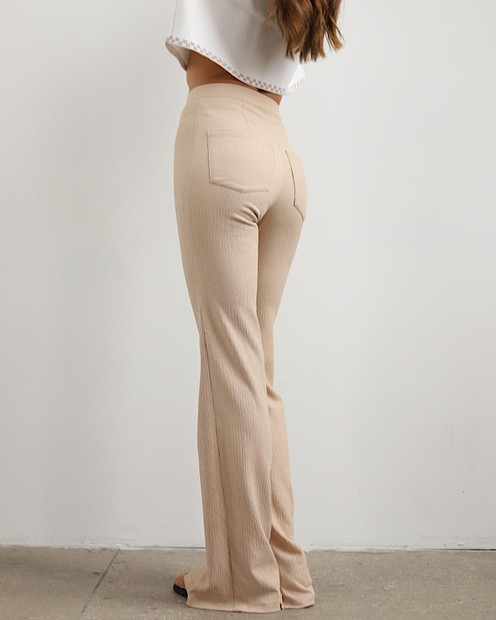 Жіночі бежеві штани з розрізом Long byMe