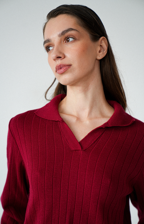 Поло вʼязаний Line Bordo бордовий 50% бавовна, 50% поліестер 2-25-at-pl-br L-XL(р) byMe