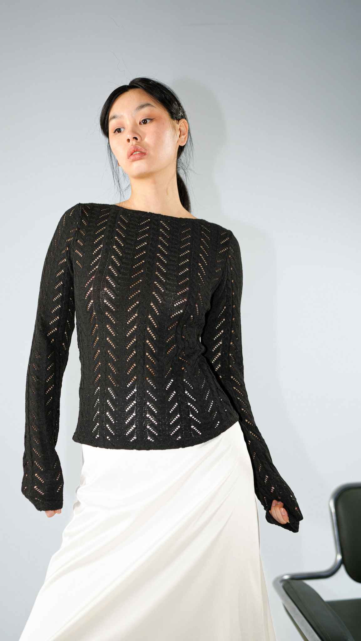 Lace' Black Long-sleeve top buy on the byMe website
